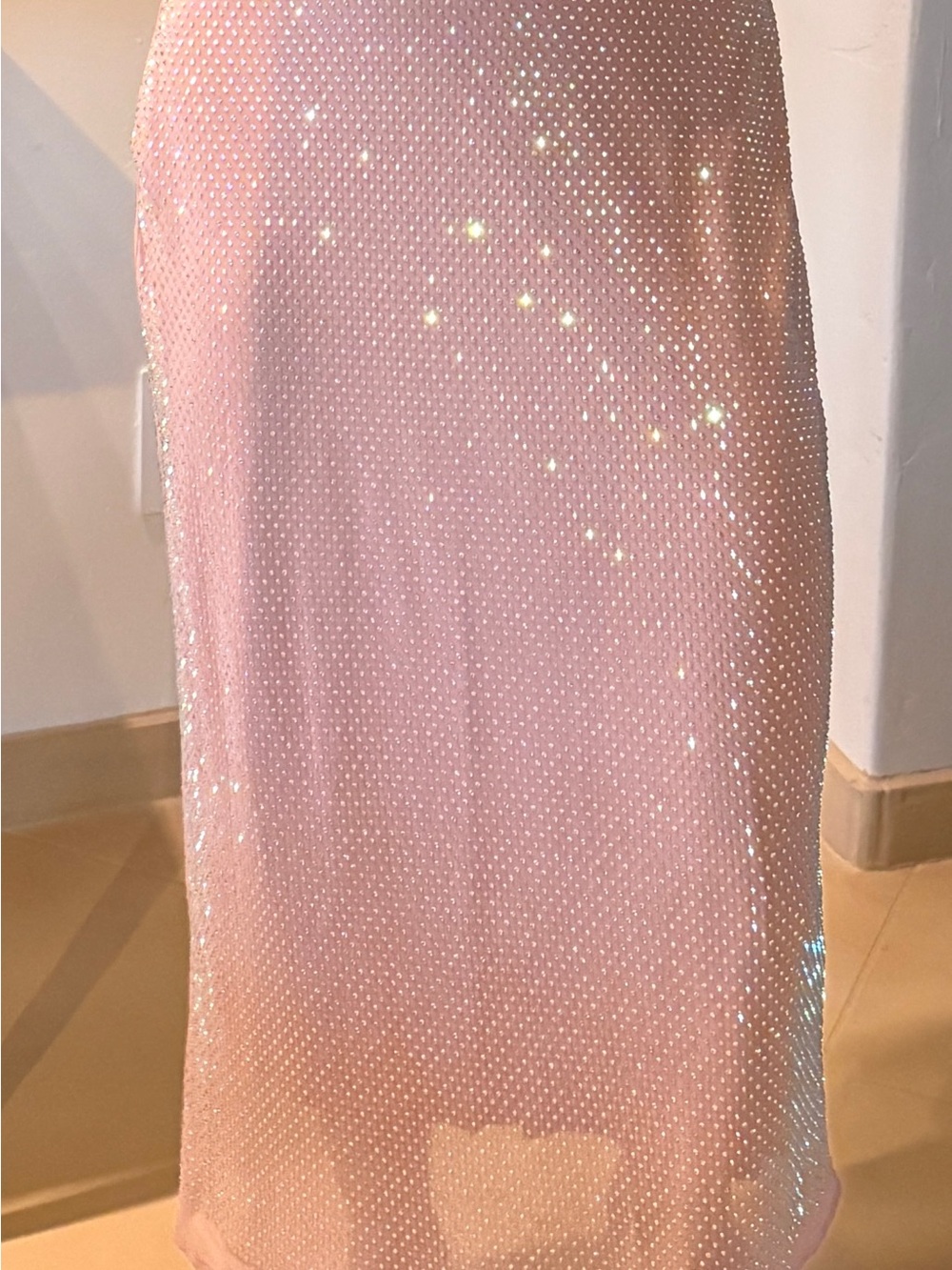 Anthropologie Pink Sequin Pencil Skirt
